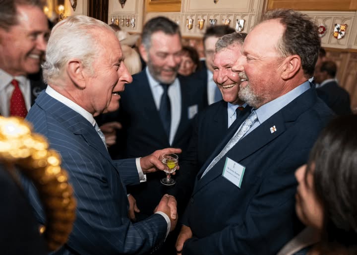 June 2025 - Danny Barnes from Guernsey Glamping site Camp de Reves meeting King Charles III. Camp de Reves is the first Guernsey organisation to win the a KAE.